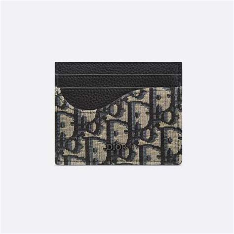 Card Holder Beige and Black Dior Oblique Jacquard and Black 